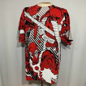 MARVEL, DEADPOOL All Over Mega Print XL T Shirt, GITD 2011 NEW Old Stock